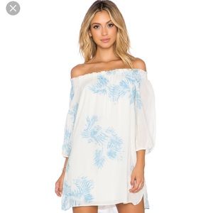White and blue Off-the-Shoulder dress